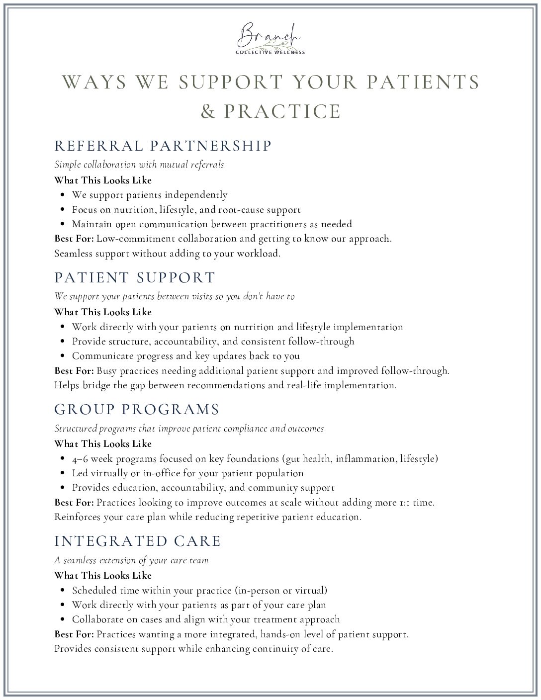 Ways we support your patients & practice